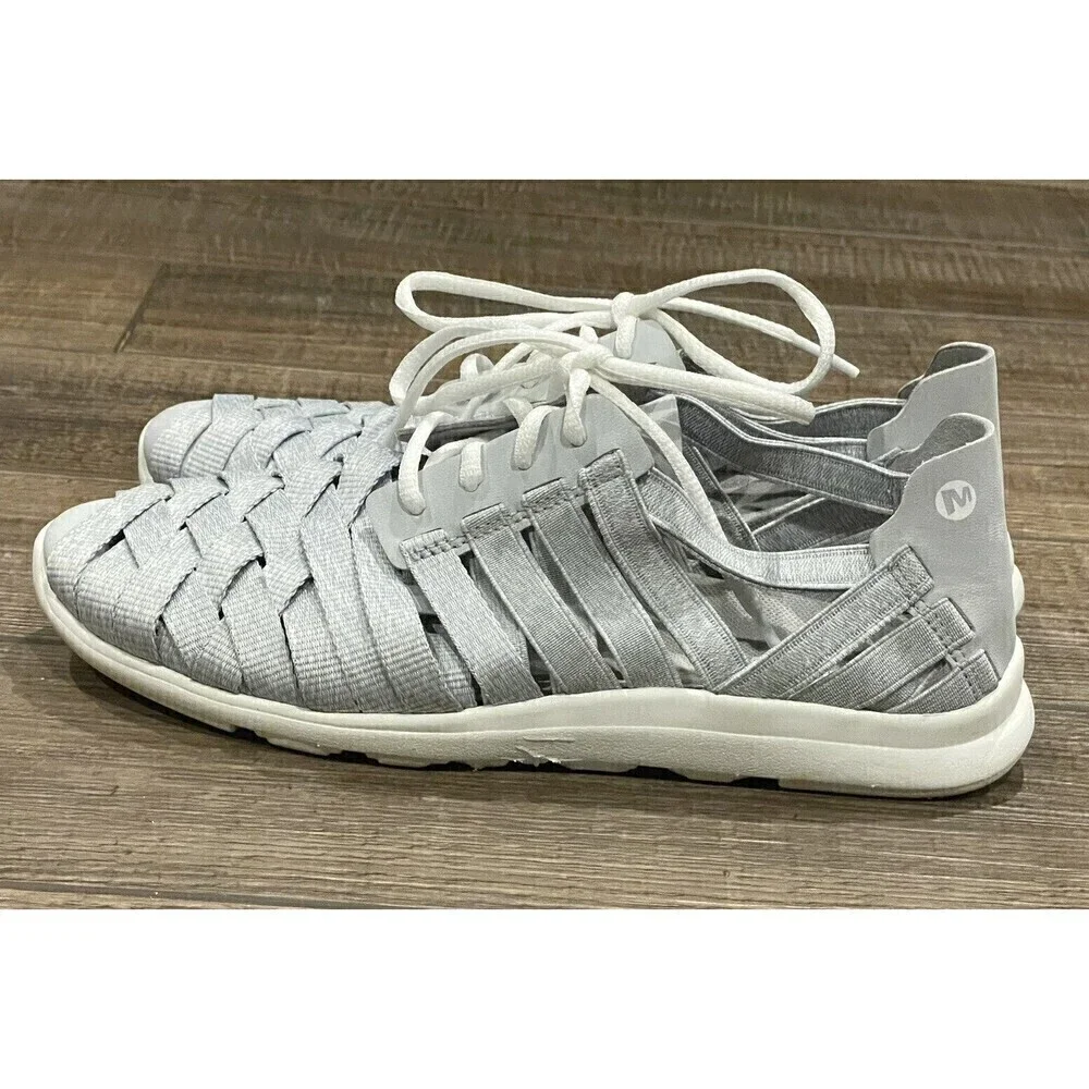 MERRELL Women's Weave Size 7 Lightweight Sneakers HIGH RISE Shoes Grey Sneakers